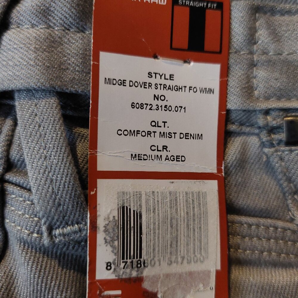 Retro Vintage G-Star Raw Midge Dover Straight Leg Mist Grey Denim Jeans Sz 24 NW - Picture 10 of 12